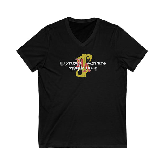 Hustler's World Tour V-Neck Tee - Music Festival Inspired Unisex T-Shirt