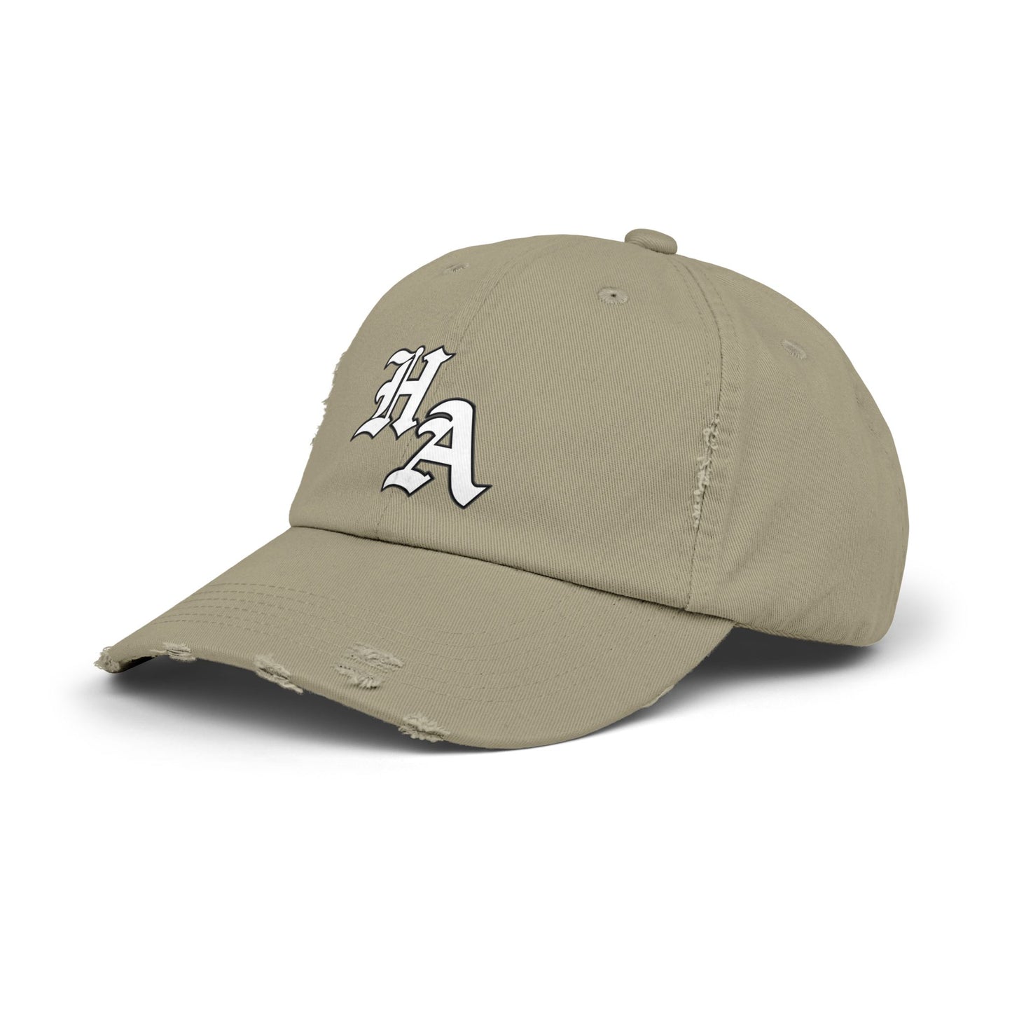 Unisex Distressed Cap - Trendy Casual Hat with HA Design