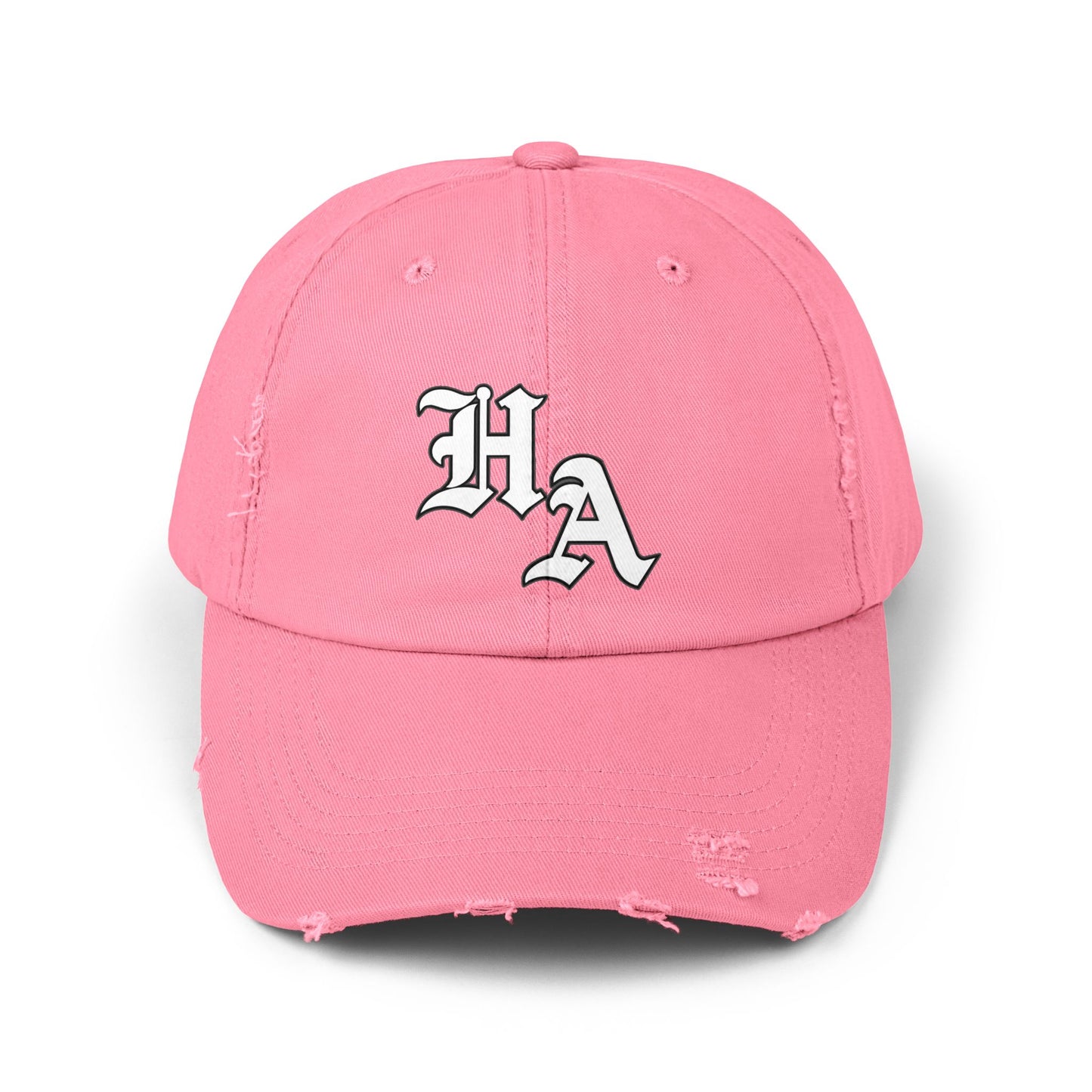 Unisex Distressed Cap - Trendy Casual Hat with HA Design