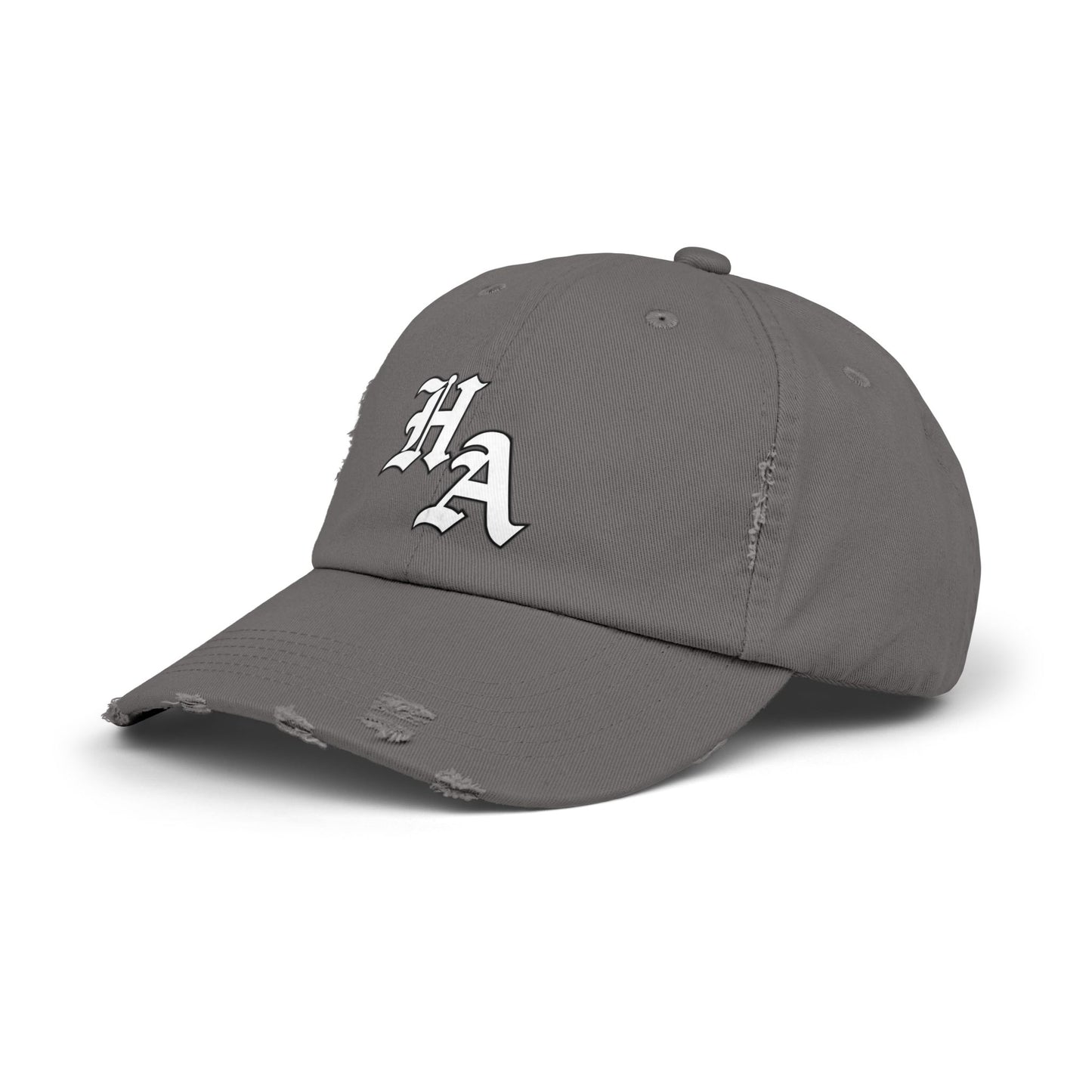 Unisex Distressed Cap - Trendy Casual Hat with HA Design
