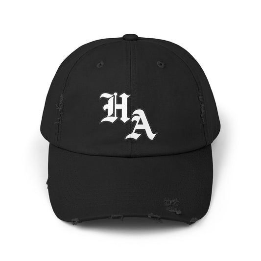 Unisex Distressed Cap - Trendy Casual Hat with HA Design