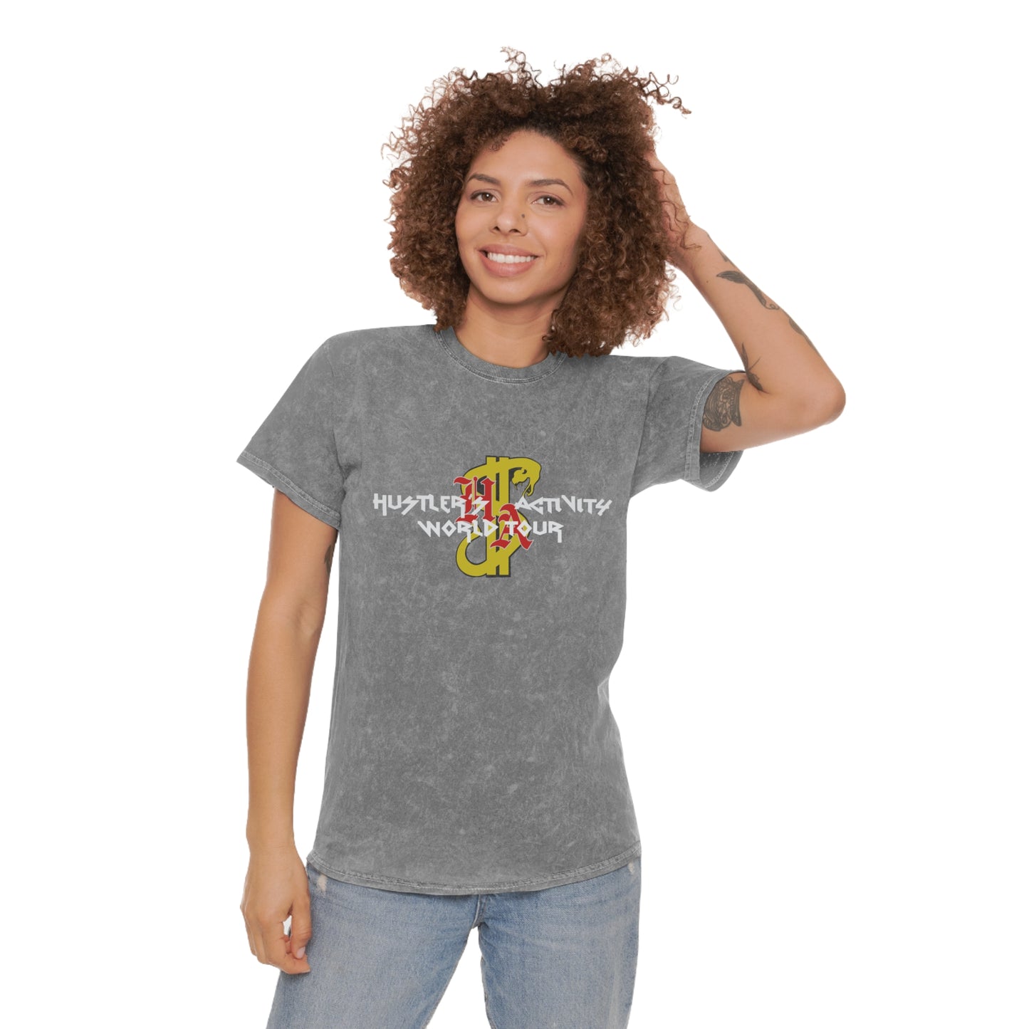 Hustler's Activity World Tour Unisex Mineral Wash T-Shirt - Trendy Graphic Tee for Music Lovers